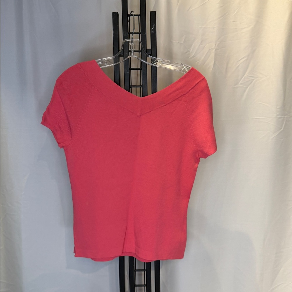 Talbots Coral Short Sleeve V-Neck Top (Vintage) - Picture 3 of 4